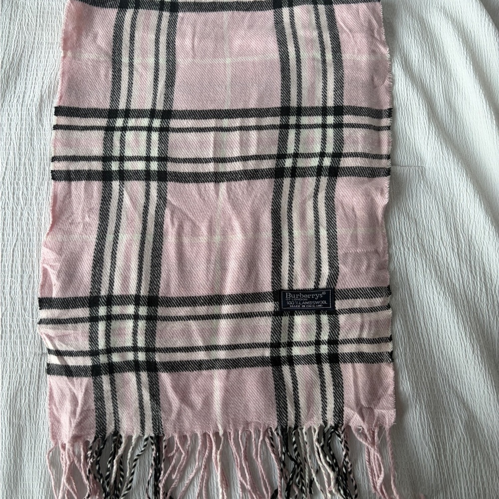 Burberry Pink and Black Checkered Scarf